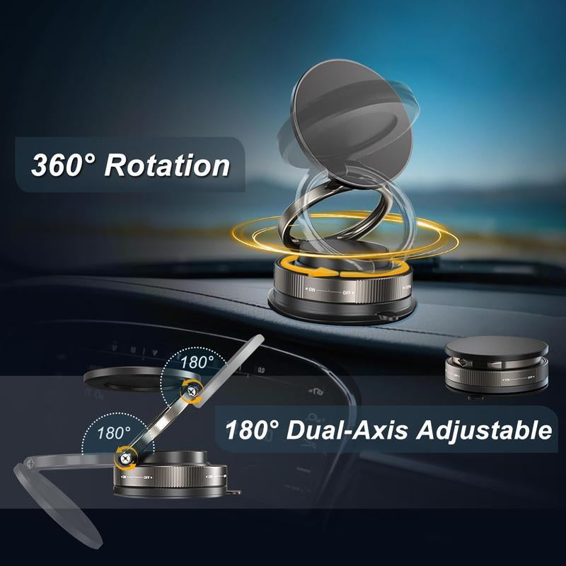 360° Vacuum Magnetic Phone Holder, Hands-Free ,For Outdoorfun/Mirror/Shower/Smooth Surface,Strong Suction Cup Magnetic Car Phone Holderfor All Smartphones & All Car Models Adjustable